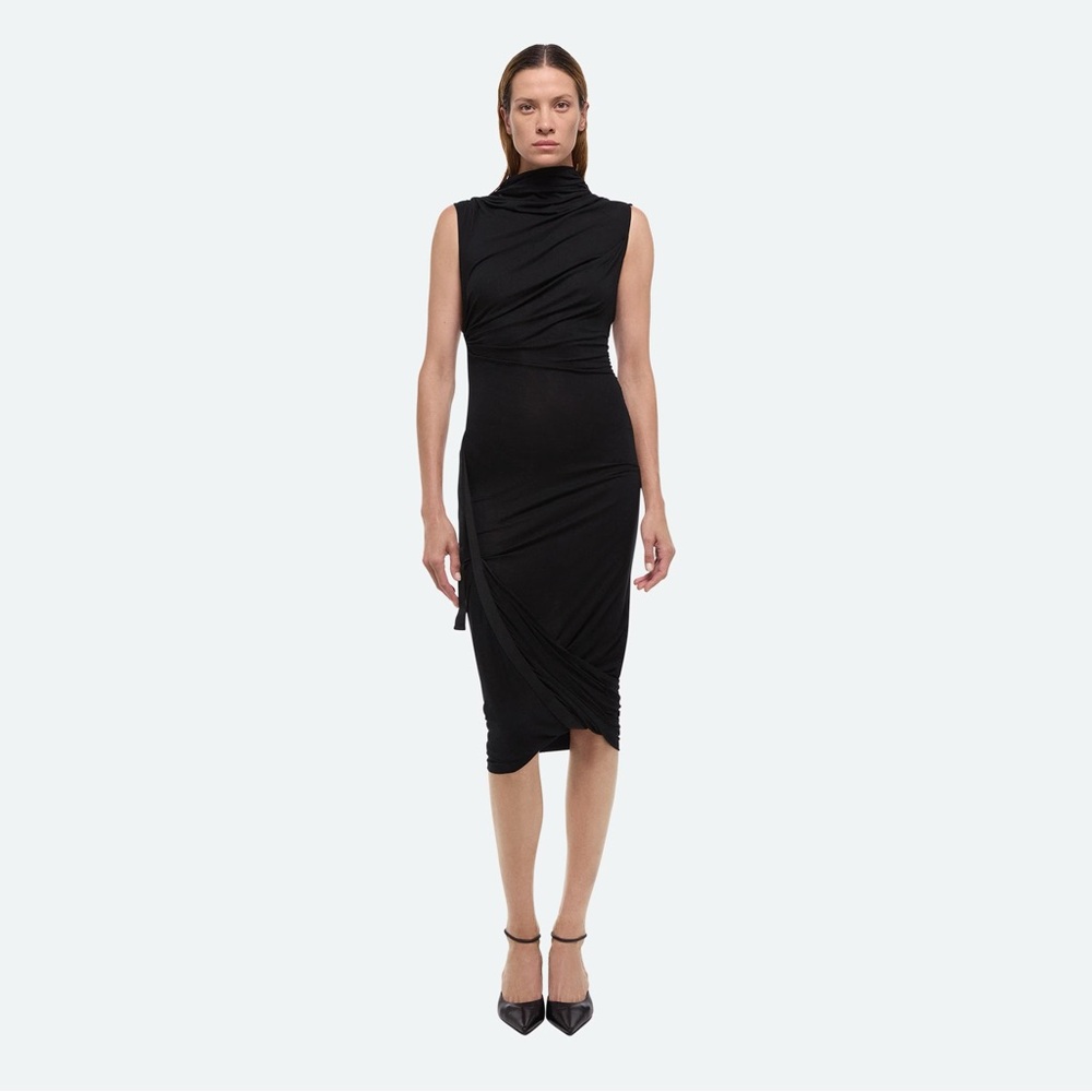 Helmet Lang Wind Black Dress Sz L NWT $385 convertible to different styles